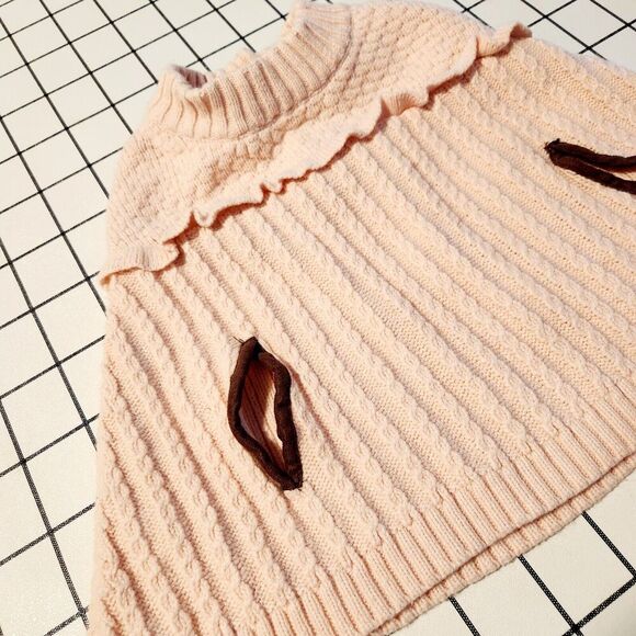 Janie‎ and Jack Poncho Sweater Ribbed Cable Knit Pink Size 12- 18Months - Picture 2 of 3